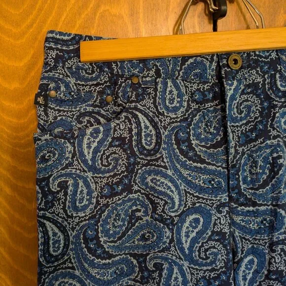 Ralph Lauren blue paisley pants - size 6 - Picture 3 of 6
